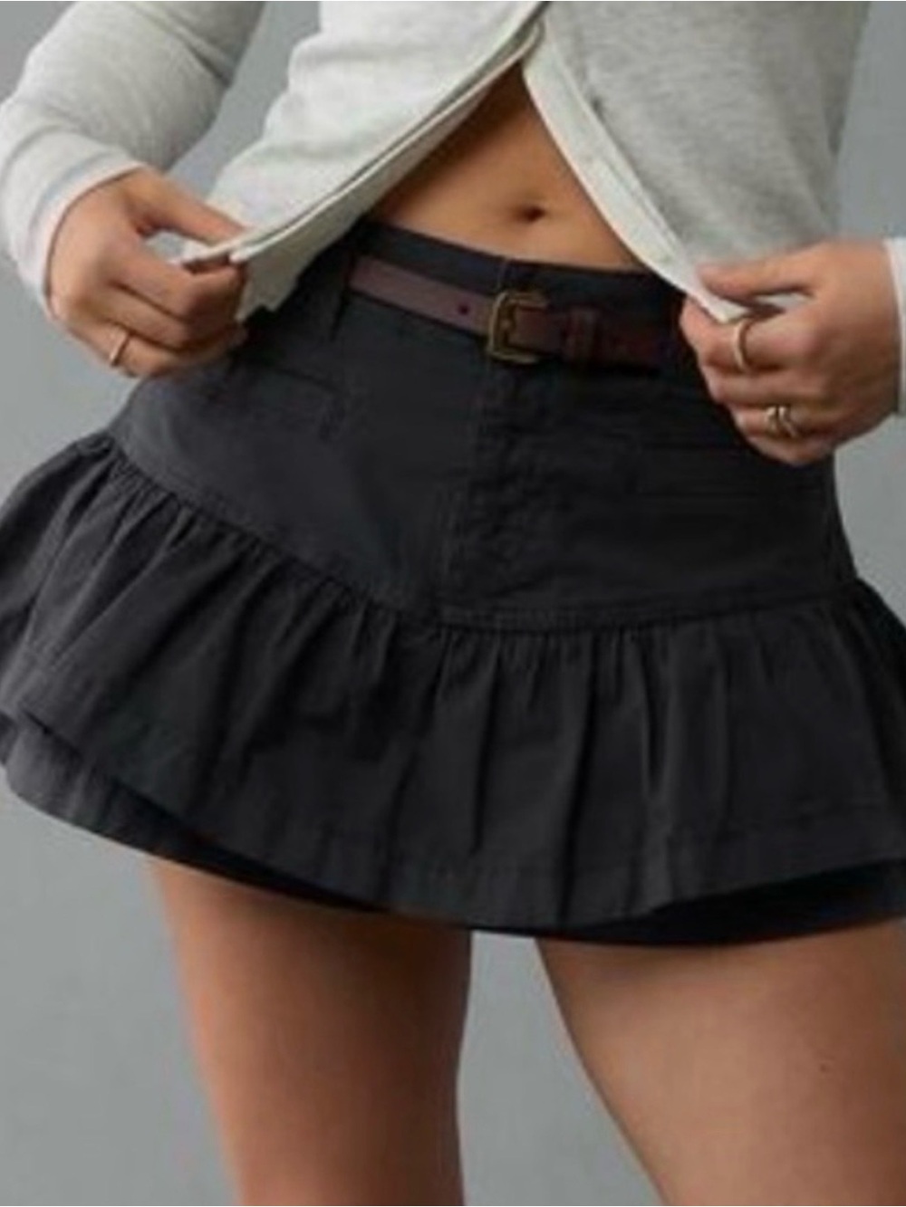 American Eagle Outfitters Black Ruffle Skort Shorts